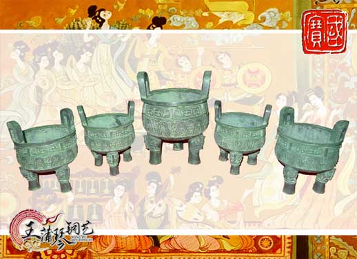 銅鼎，銅五鼎，中國鼎，佛像用鼎